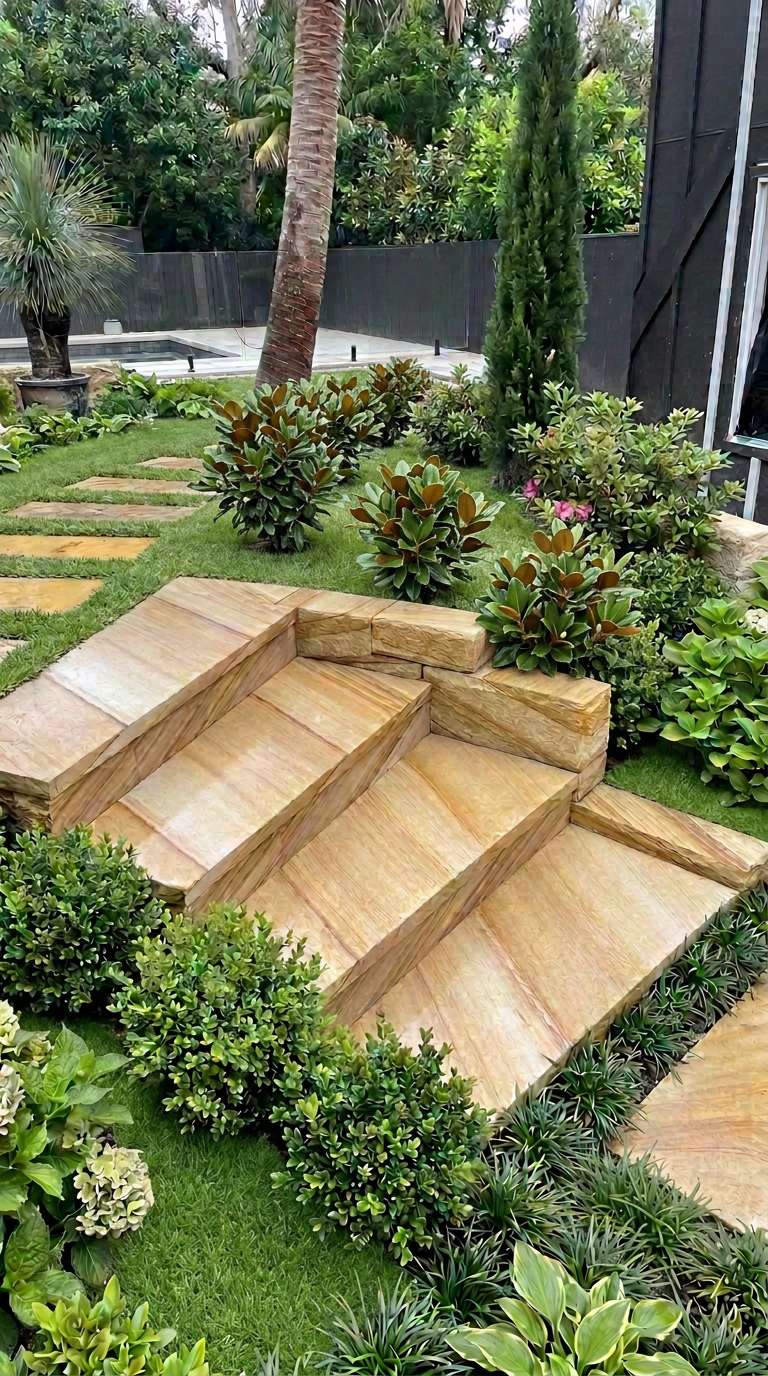 Terraced sandstone build