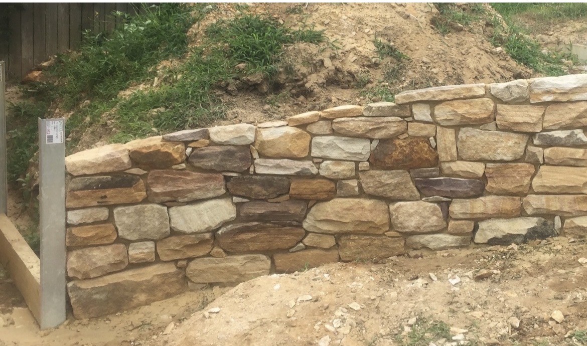 Natural sandstone retaining wall